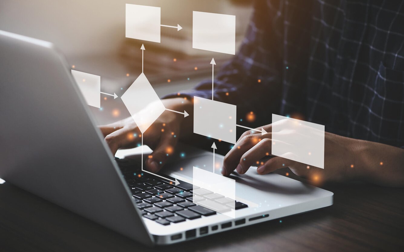 Processes Imagepicture – You can see a laptop with a person creating a process.