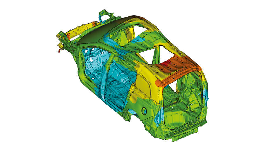 modal analysis, frequency response analysis, Eigenmodes, dynamic stiffness, interior noise, MNOISE